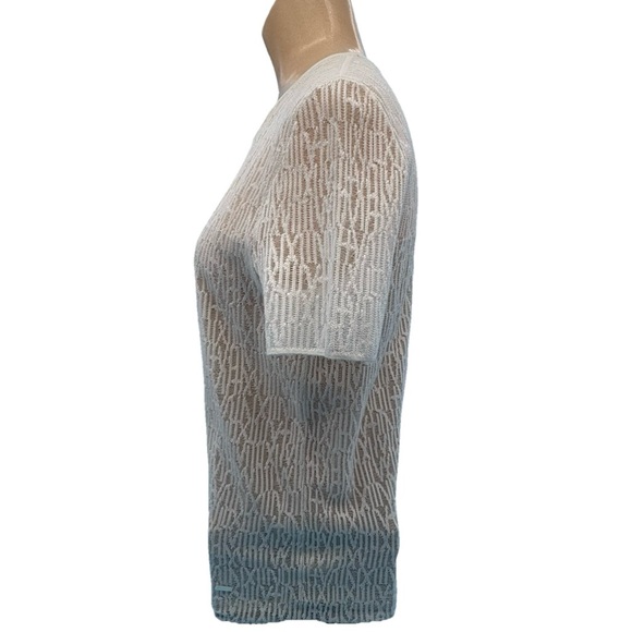 Akris Women’s Stretch Lace Short Sleeve Ivory Top Blouse Size 8 - Picture 4 of 11